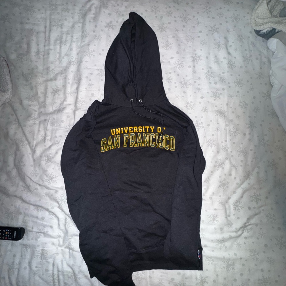 Champion Black Hoodie with Yellow Accents